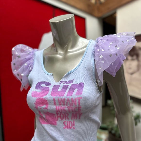 SID VICOUS I want Justice for my Sid! Punk rock graffiti distressed Tank top M - Picture 8 of 15